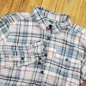 Patagonia Flannel Shirt Men's Blue Plaid Size Small Casual Organic Cotton